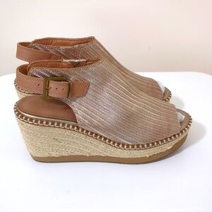 Nicole Danette Gold Metallic Espadrille Wedge Sandals, Size 8.5, NWOT
